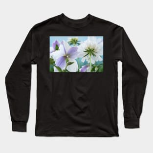 Scabiosa  Vanilla Scoop and  Anemone  Wild Swan Scabious  and  Windflower Long Sleeve T-Shirt